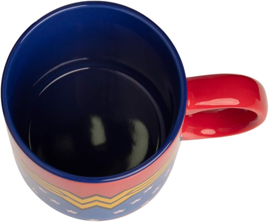 Wonder Woman Logo Wrap around with Stars Jumbo Ceramic Mug, 20 Ounces