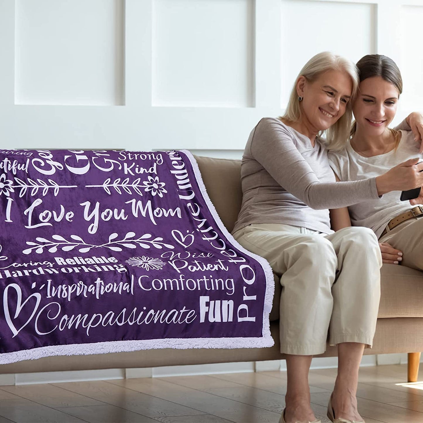 I Love You Mom Blanket – Meaningful Mom Blanket, Mother’S Day Present Ideas, 60X50 (Sherpa, Purple) - Mom Birthday Gifts, Mothers Day Blanket Gifts, Mom Gifts from Daughter