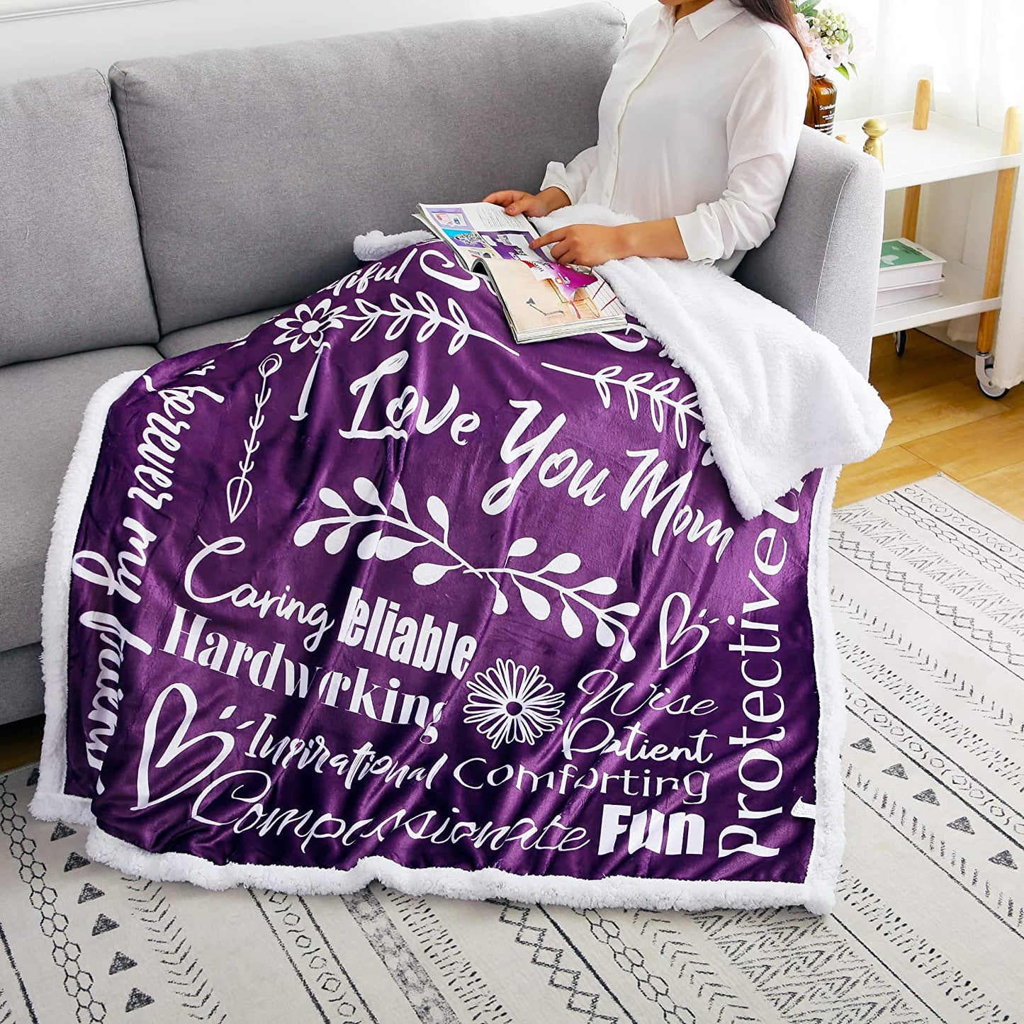 I Love You Mom Blanket – Meaningful Mom Blanket, Mother’S Day Present Ideas, 60X50 (Sherpa, Purple) - Mom Birthday Gifts, Mothers Day Blanket Gifts, Mom Gifts from Daughter