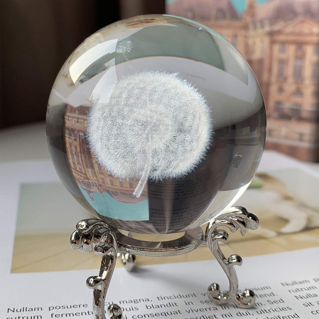 Dandelion Crystal Ball with Stand