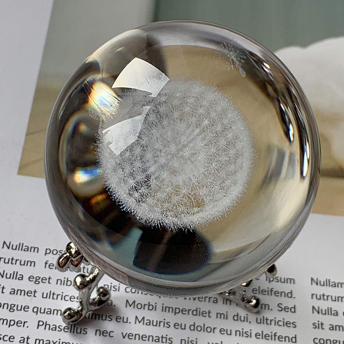 Dandelion Crystal Ball with Stand