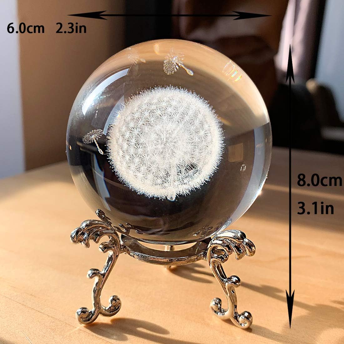 Dandelion Crystal Ball with Stand