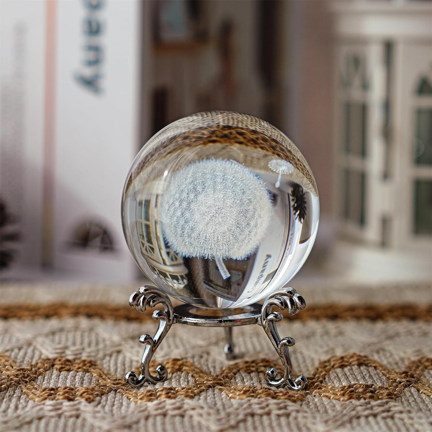 Dandelion Crystal Ball with Stand