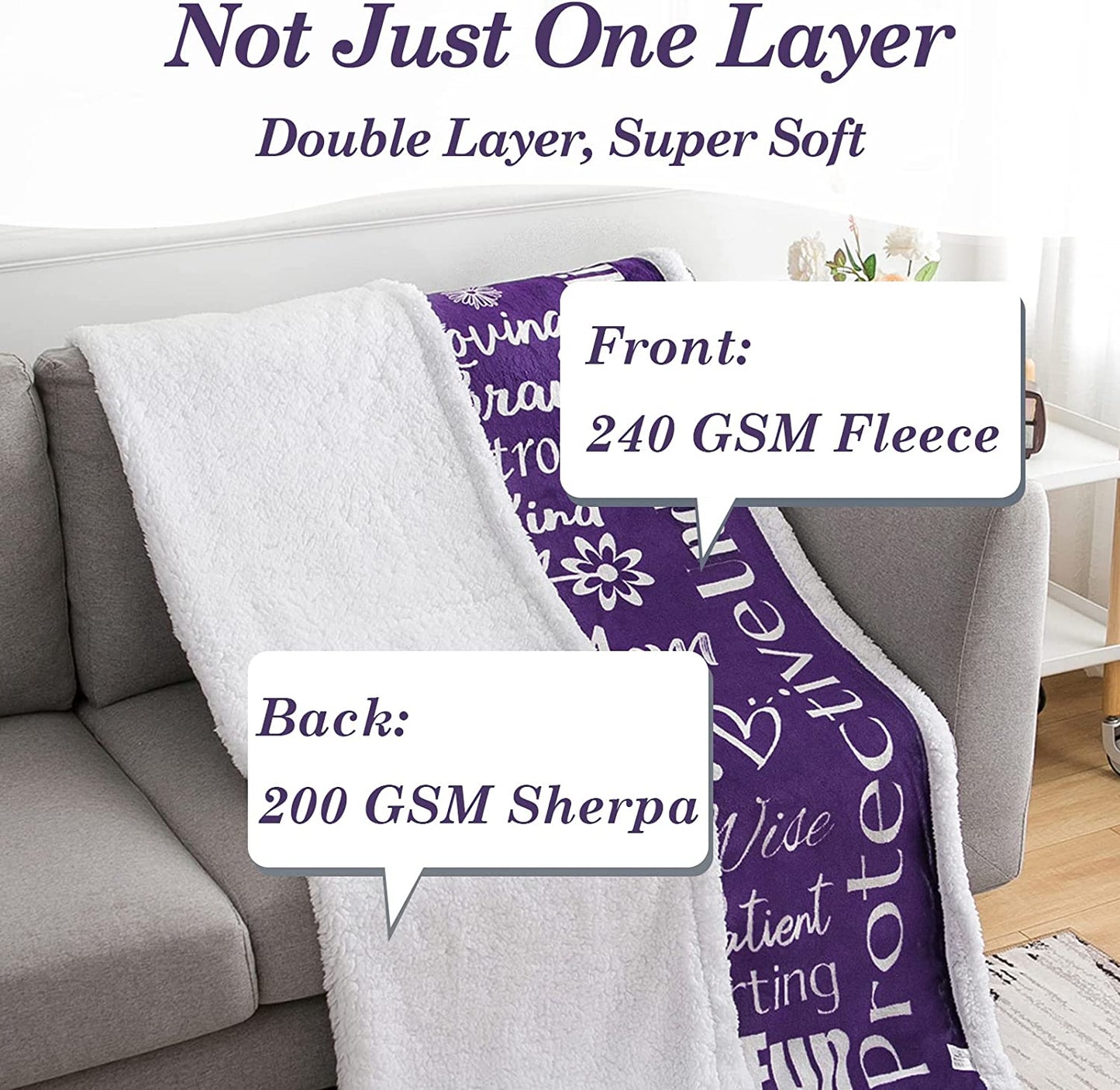I Love You Mom Blanket – Meaningful Mom Blanket, Mother’S Day Present Ideas, 60X50 (Sherpa, Purple) - Mom Birthday Gifts, Mothers Day Blanket Gifts, Mom Gifts from Daughter