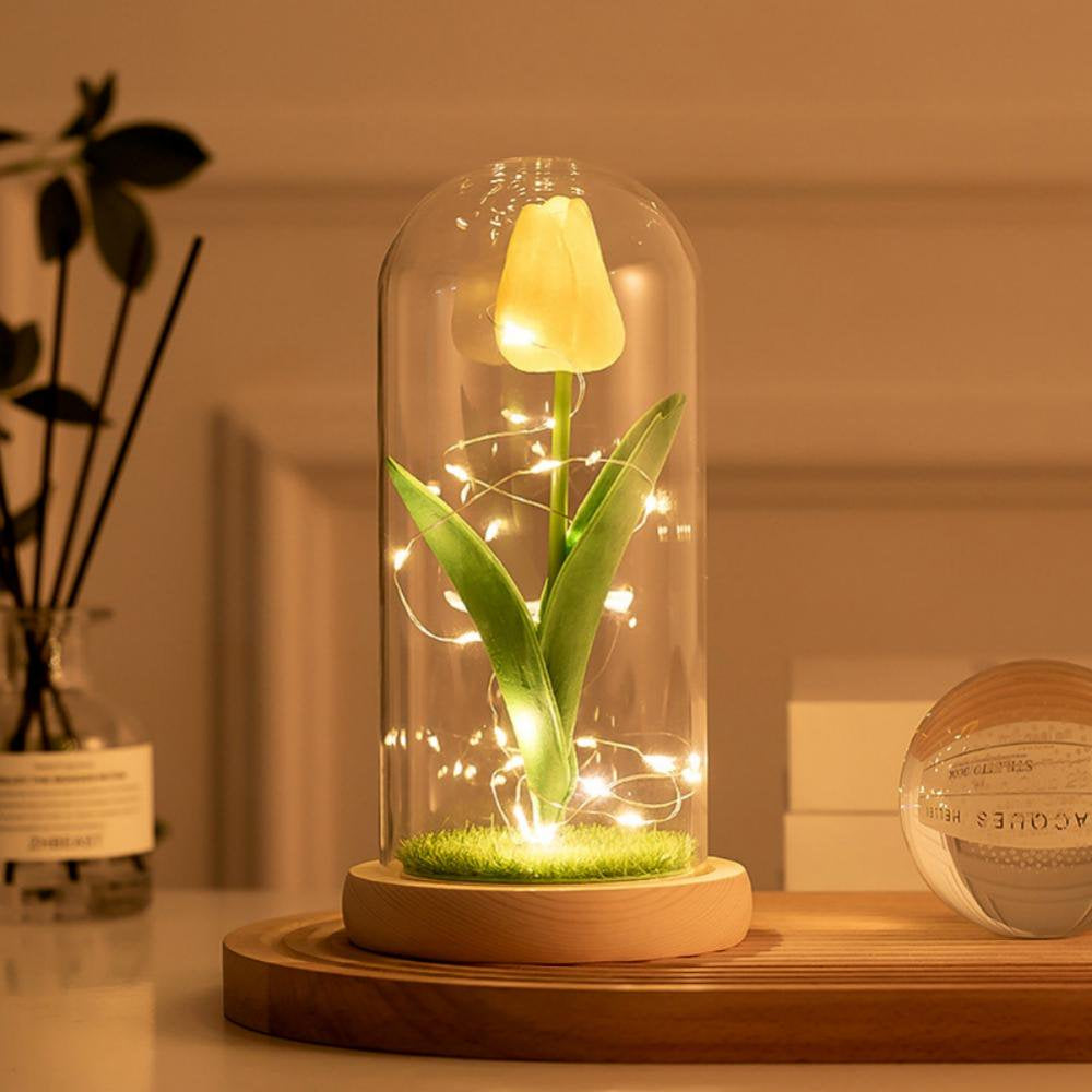 Sunflowers Artificial Flowers in Glass Dome LED Light Gifts for Xmas,Valentine Day,Wedding,Mothers Day,Anniversary,Birthday