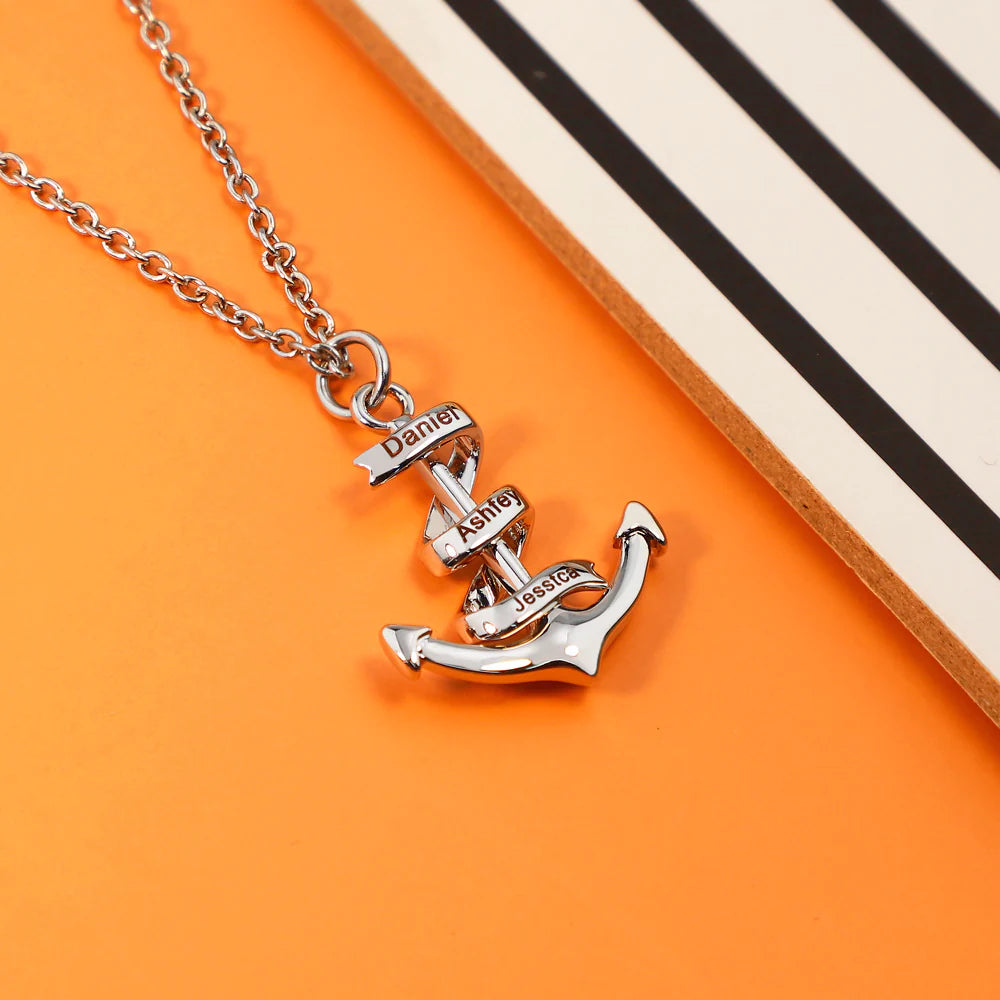 Custom Name Engraved Anchor Necklace (Mother's Day)