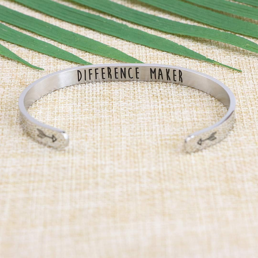 Inspirational Bracelets for Women Personalized Gift for Her Engraved Mantra Cuff Bangle Crown Birthday Jewelry