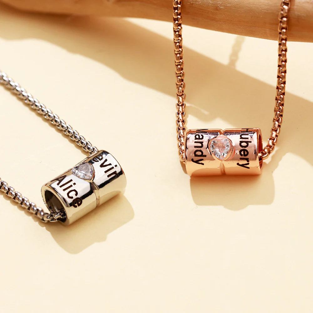 Custom Name Cylinder Pendant Necklace (Mother's Day)