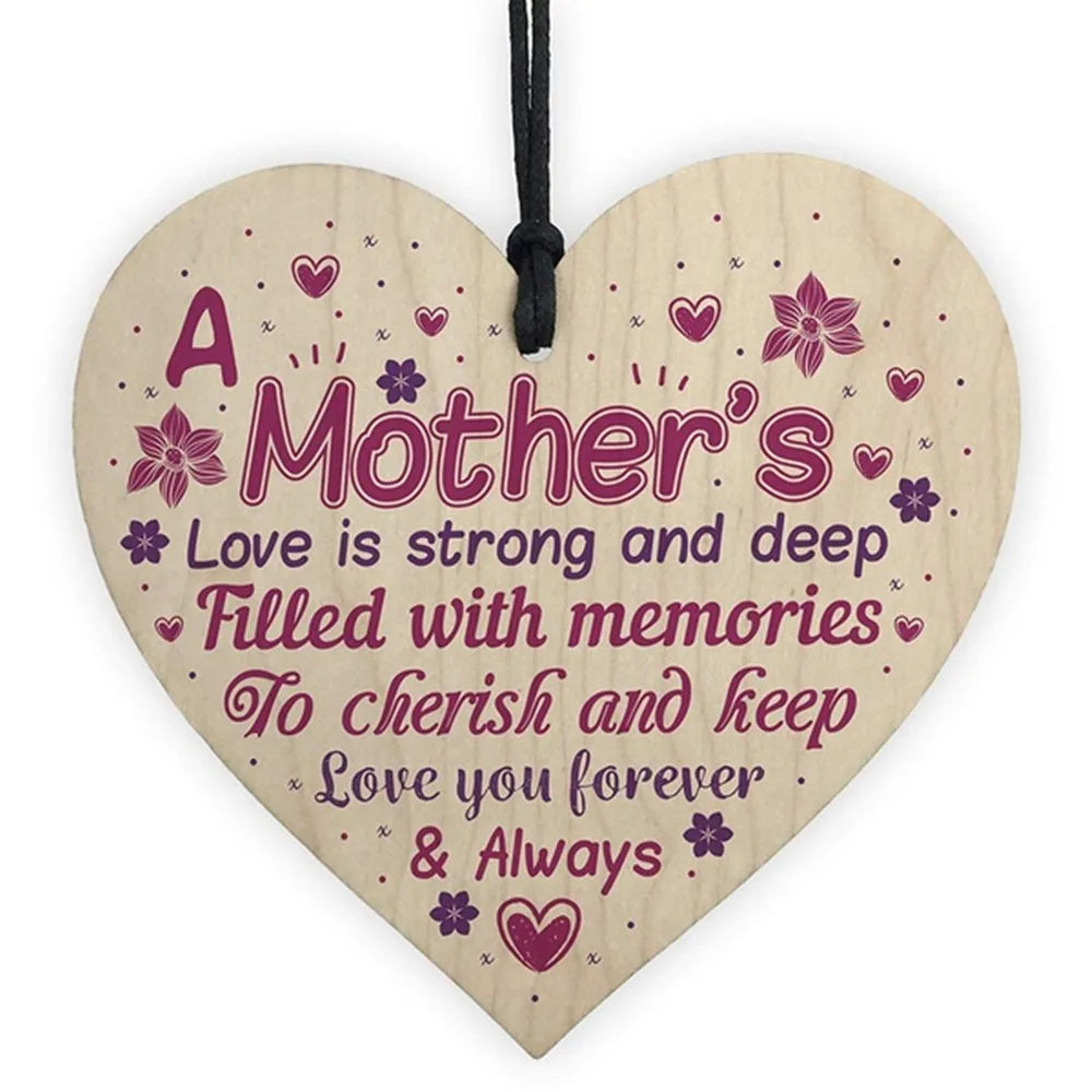 Happy Mothers Day Wooden Hanging Heart Sign Mothers Day Presents Mum Signs Christmas Home DIY Tree Decoration