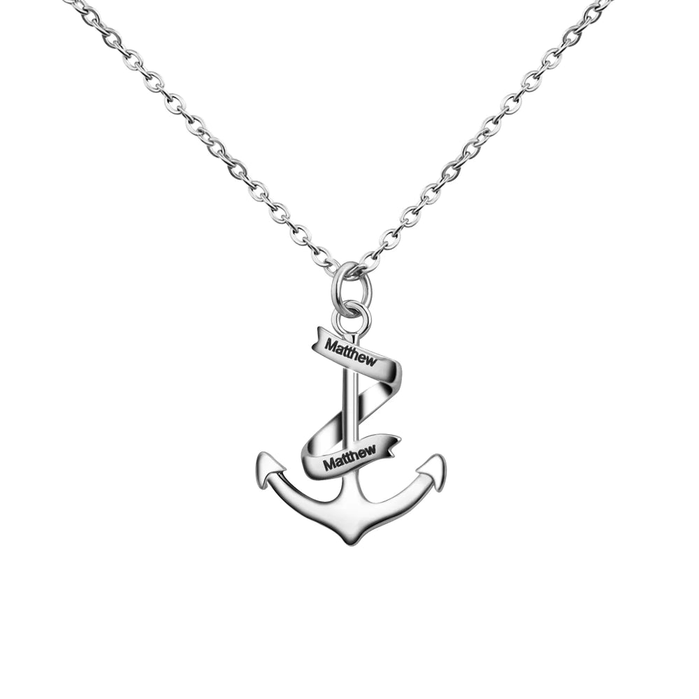 Custom Name Engraved Anchor Necklace (Mother's Day)