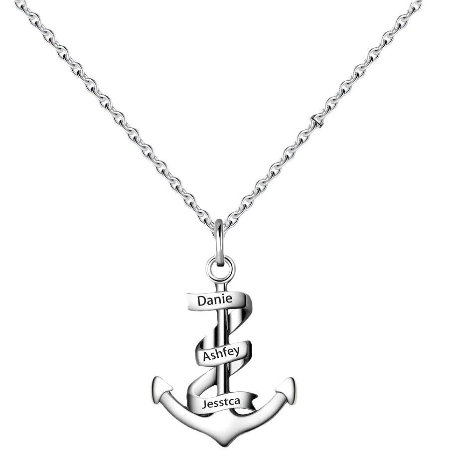 Custom Name Engraved Anchor Necklace (Mother's Day)