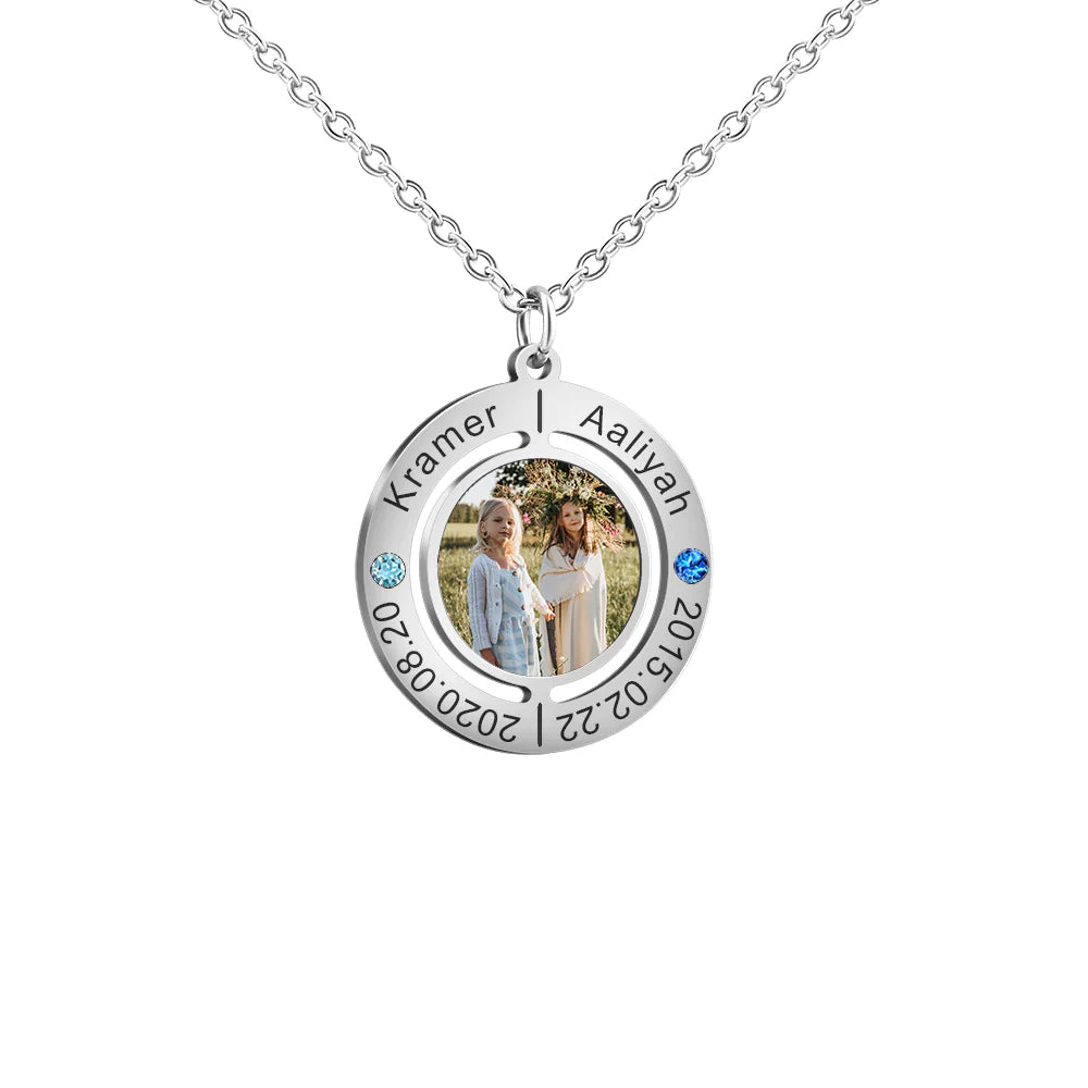 Custom Name Inner Circle Printed Photo Necklace (Mother's Day)