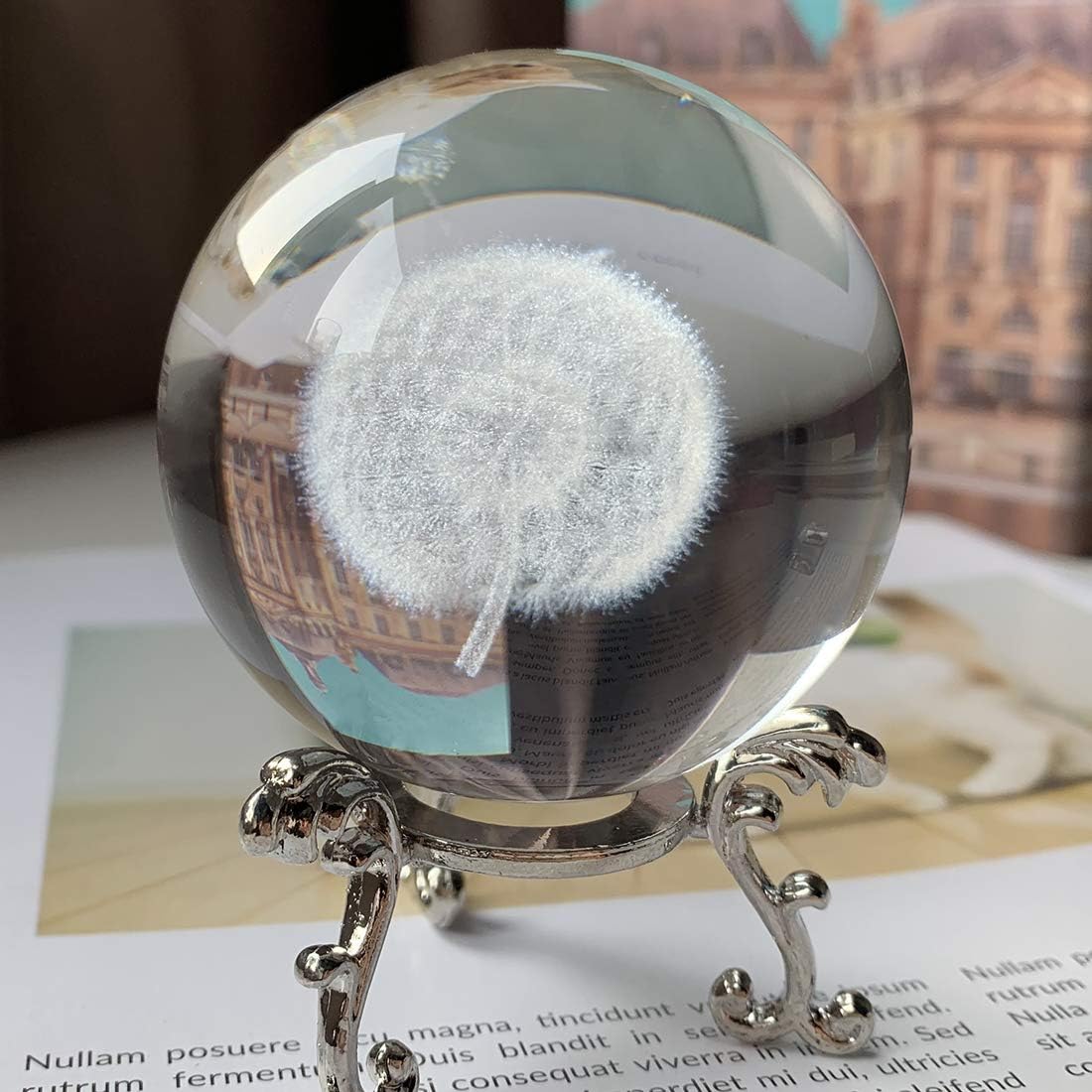 Dandelion Crystal Ball with Stand 