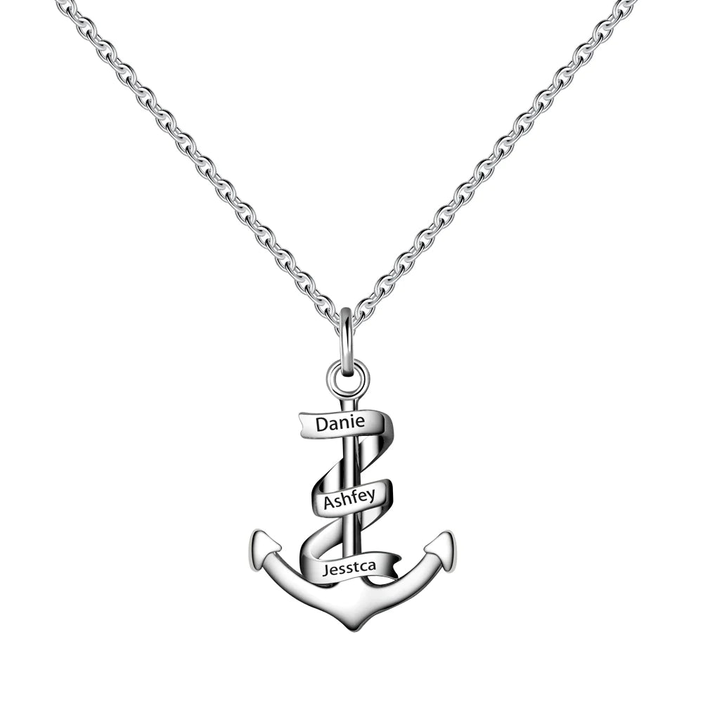 Custom Name Engraved Anchor Necklace (Mother's Day)