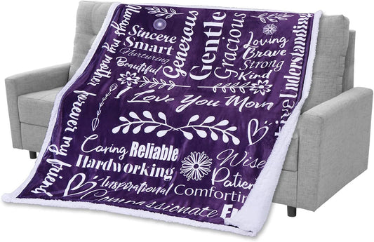 I Love You Mom Blanket – Meaningful Mom Blanket, Mother’S Day Present Ideas, 60X50 (Sherpa, Purple) - Mom Birthday Gifts, Mothers Day Blanket Gifts, Mom Gifts from Daughter