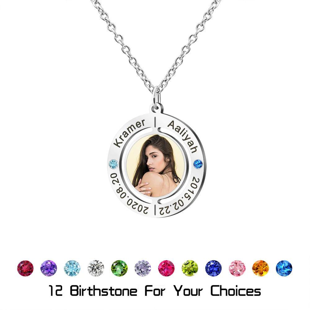 Custom Name Inner Circle Printed Photo Necklace (Mother's Day)