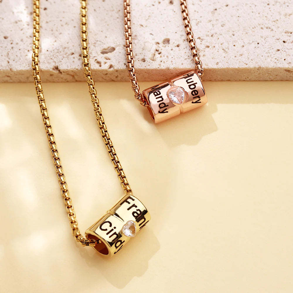 Custom Name Cylinder Pendant Necklace (Mother's Day)