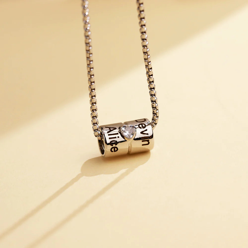 Custom Name Cylinder Pendant Necklace (Mother's Day)