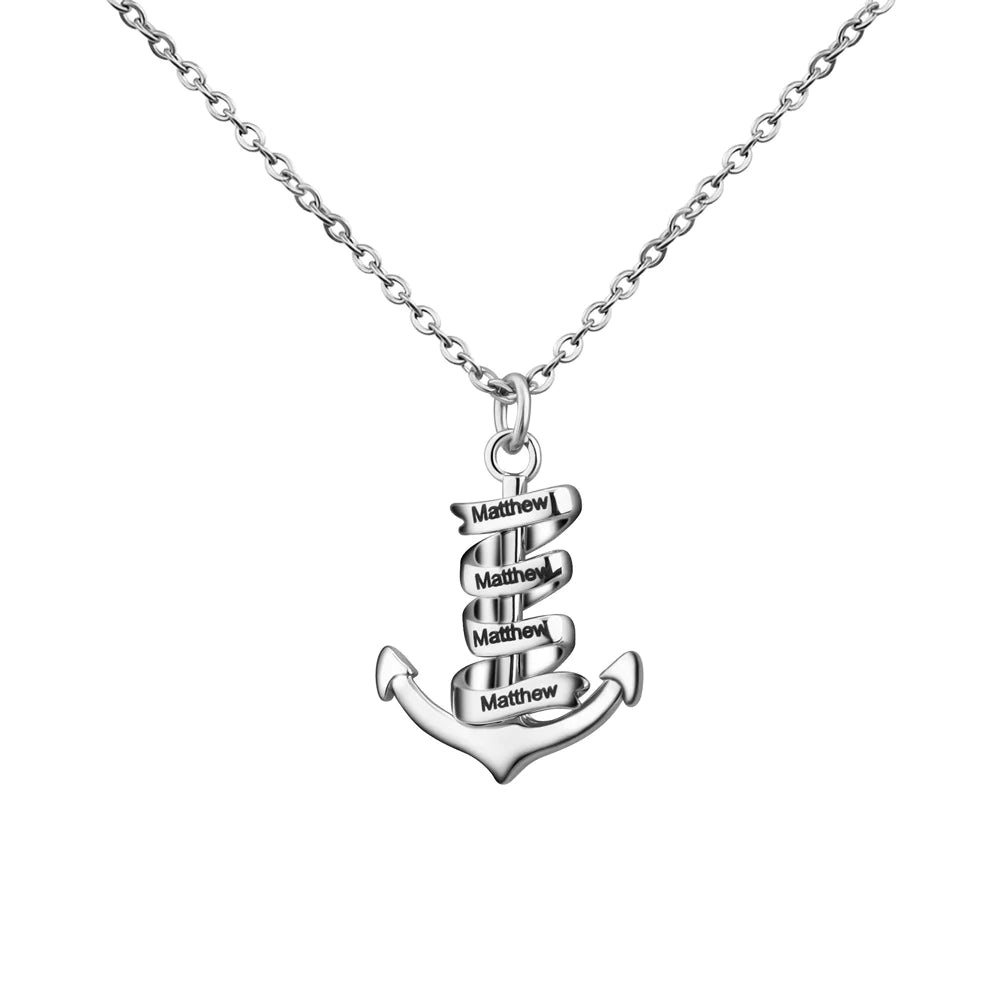 Custom Name Engraved Anchor Necklace (Mother's Day)