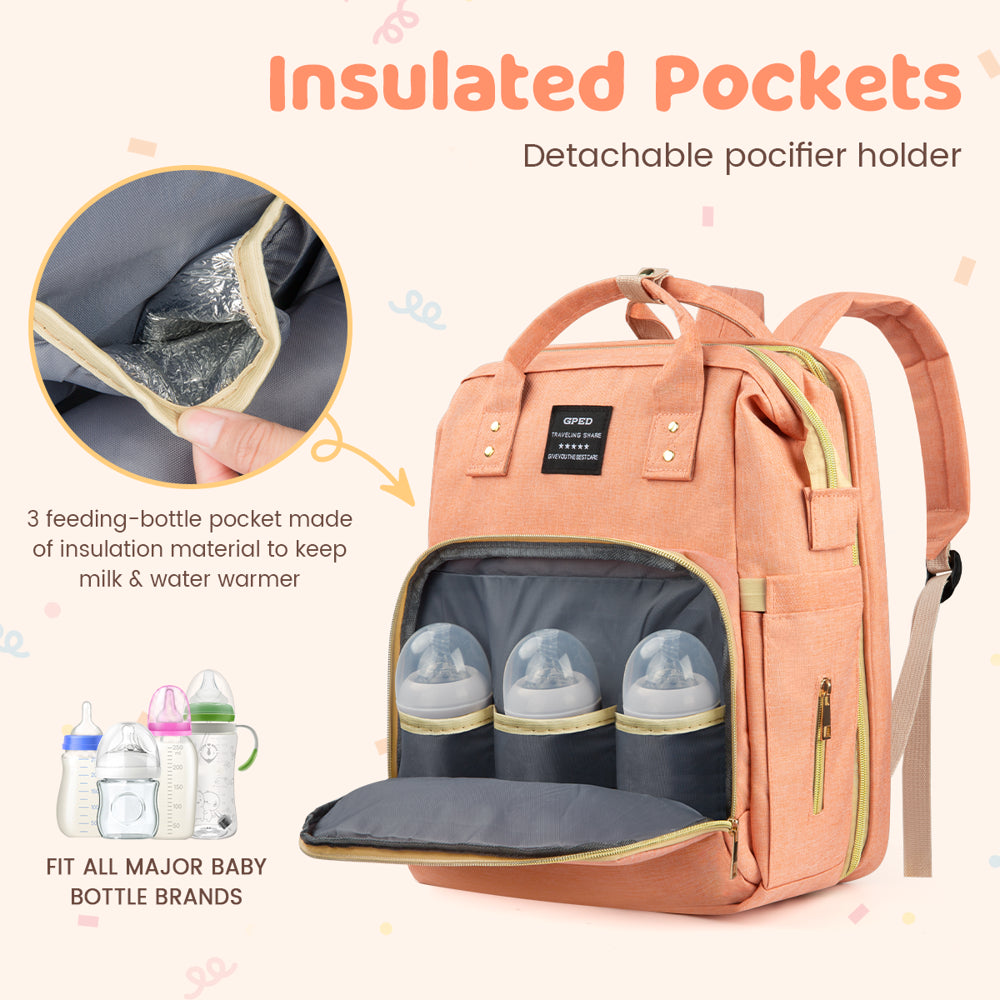 Diaper Bag Backpack with Changing Station &Foldable Crib (Baby)