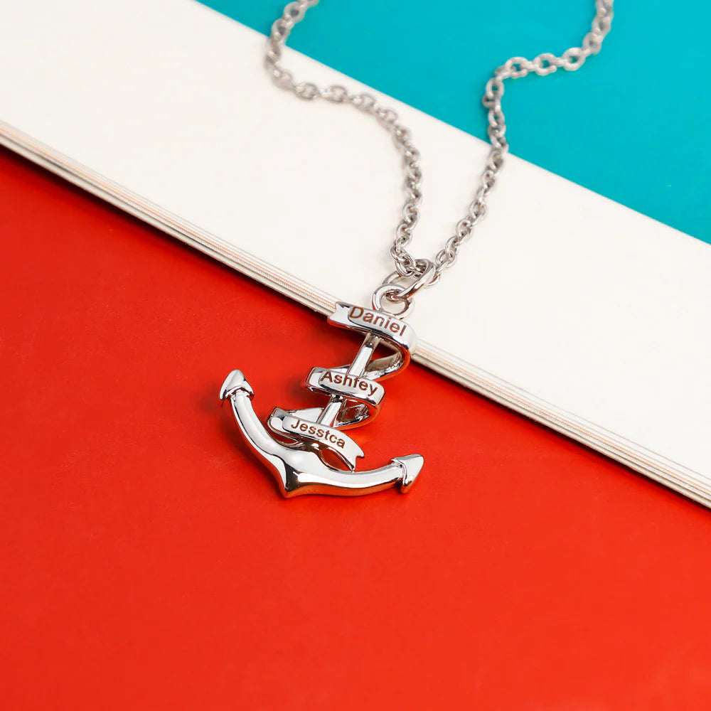 Custom Name Engraved Anchor Necklace (Mother's Day)