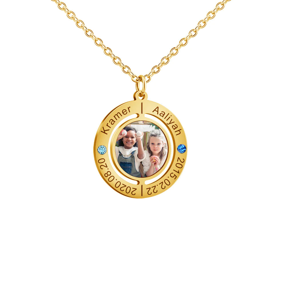 Custom Name Inner Circle Printed Photo Necklace (Mother's Day)