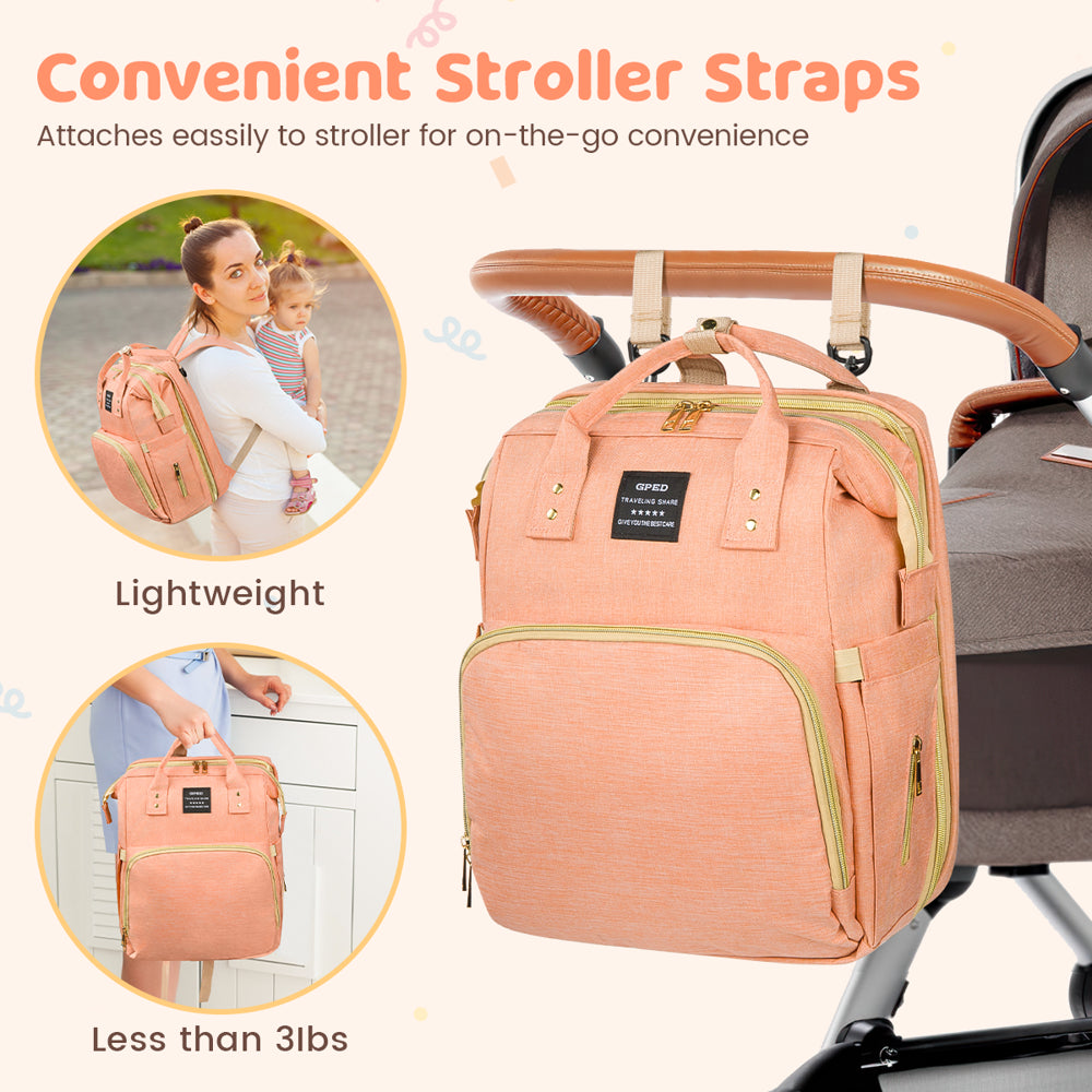 Diaper Bag Backpack with Changing Station &Foldable Crib (Baby)