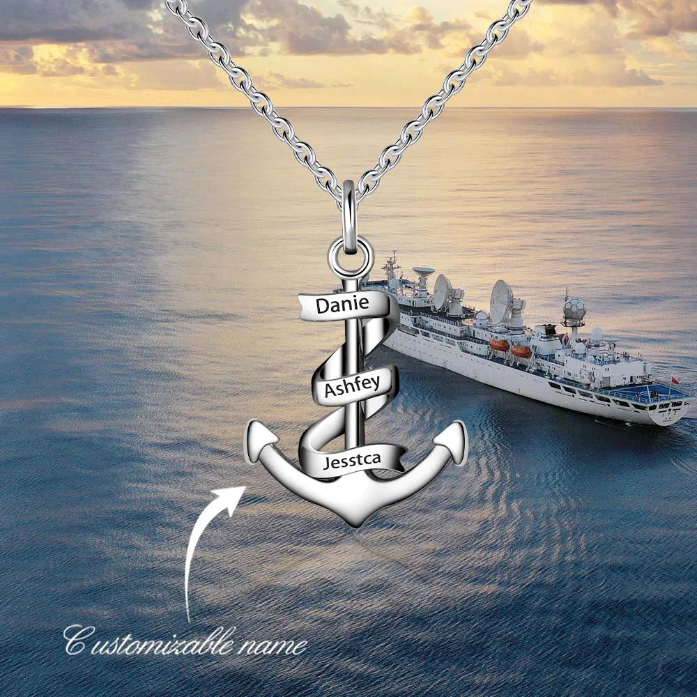 Custom Name Engraved Anchor Necklace (Mother's Day)