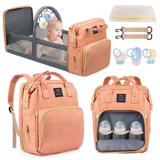 Diaper Bag Backpack with Changing Station &Foldable Crib (Baby)